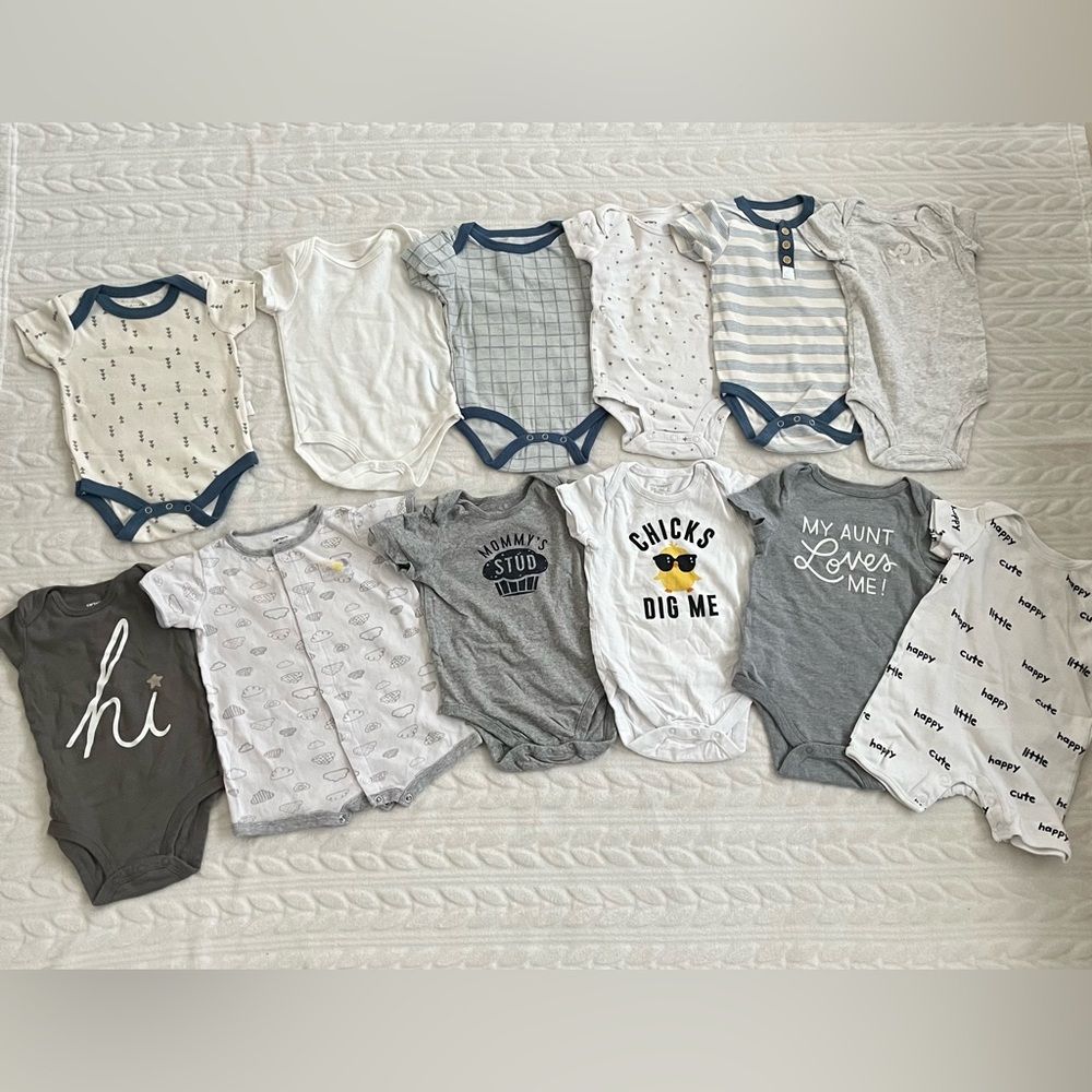 12 pcs Bundle of Cute Baby Onesies Collection with Fun Graphics
